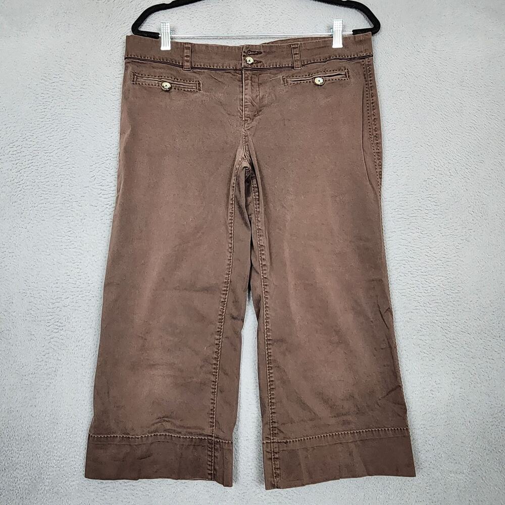 Old Navy Capri Pants Womens 14 Brown Stretch Twill Low Waist Crop 36x22 Y2K